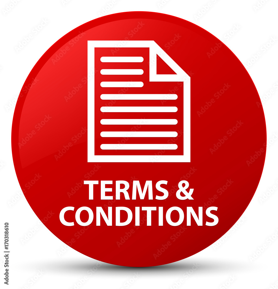 Terms and conditions (page icon) red round button Terms and conditions (page icon) red round button