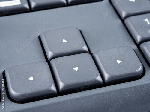 Gray keyboard with focus on arrow keys and soft focus on back