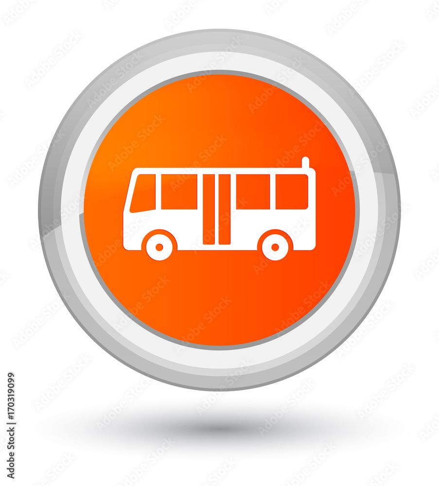 Bus icon prime orange round button