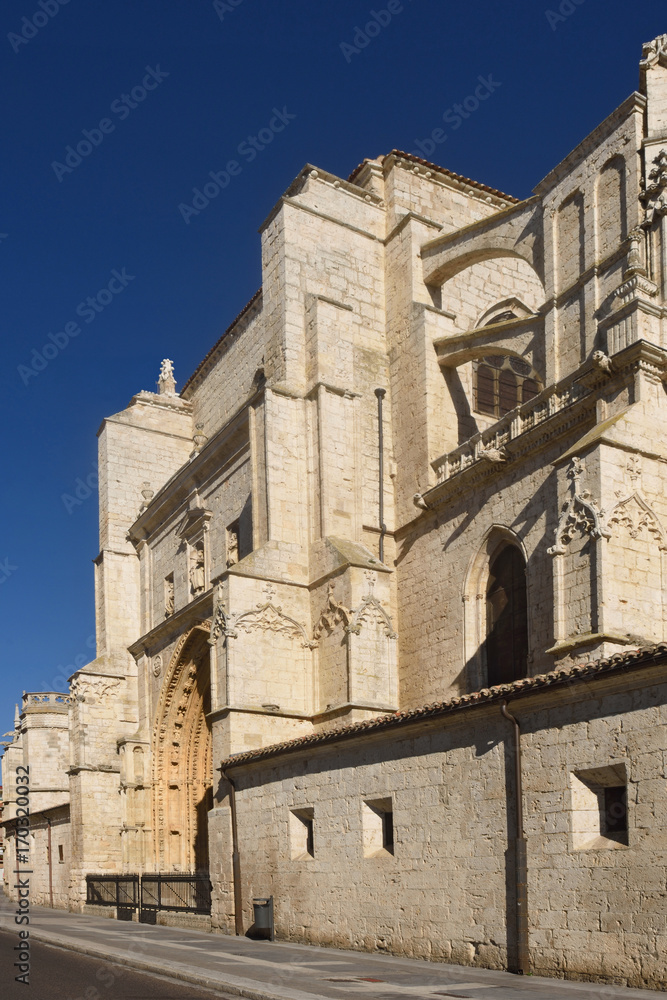 Rear facade of the cathedral of Palencia, Castilla y Leon, Spain (Los Reyes o San Juan Door)