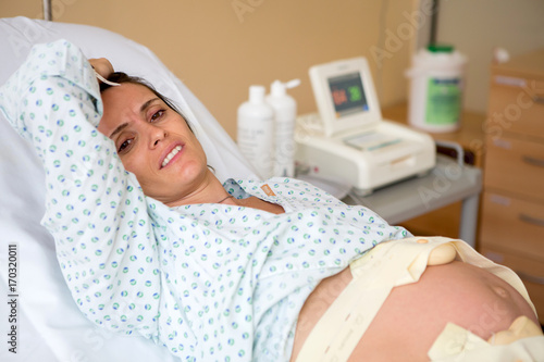 Pregnant woman in delivery room