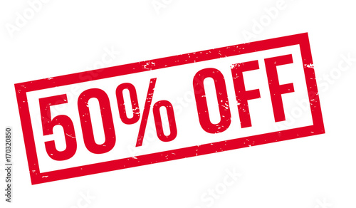 50 Off rubber stamp. Grunge design with dust scratches. Effects can be easily removed for a clean, crisp look. Color is easily changed.