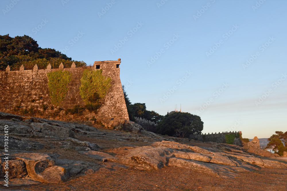 Sunset in the fortress of Baiona, Pontevedra province, Galicia, Spain Sunset in the fortress of Baiona, Pontevedra province, Galicia, Spain