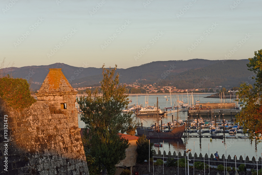 Sunset in the fortress of Baiona, Pontevedra province, Galicia, Spain