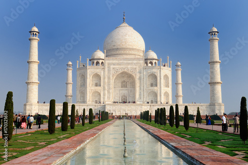 White marble Taj Mahal in India Agra Uttar Pradesh
