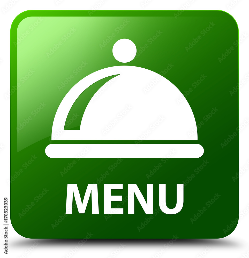 Fototapeta premium Menu (food dish icon) green square button
