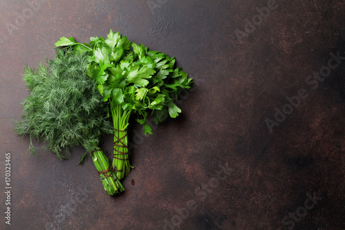 Dill and parsley. Herbs and spices