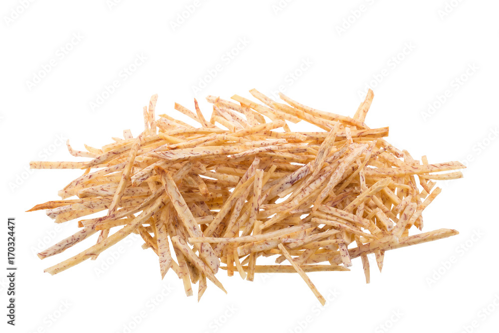 fried Taro slices Dip into the caramel isolated on white background fried Taro slices Dip into the caramel isolated on white background