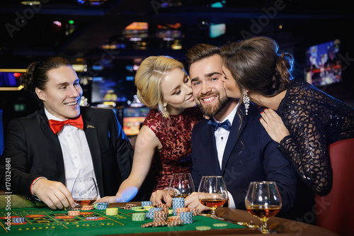 Photography Guy was kissed by two beautiful girls after win in roulette