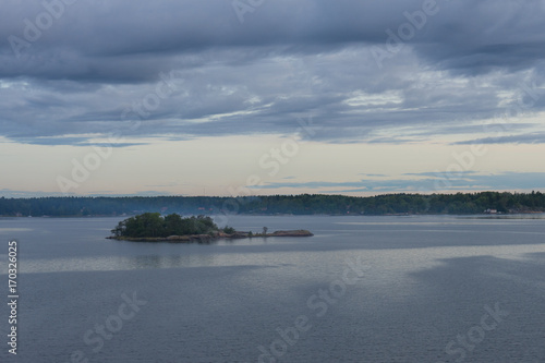 Scandinavian landscape with islands view from sea