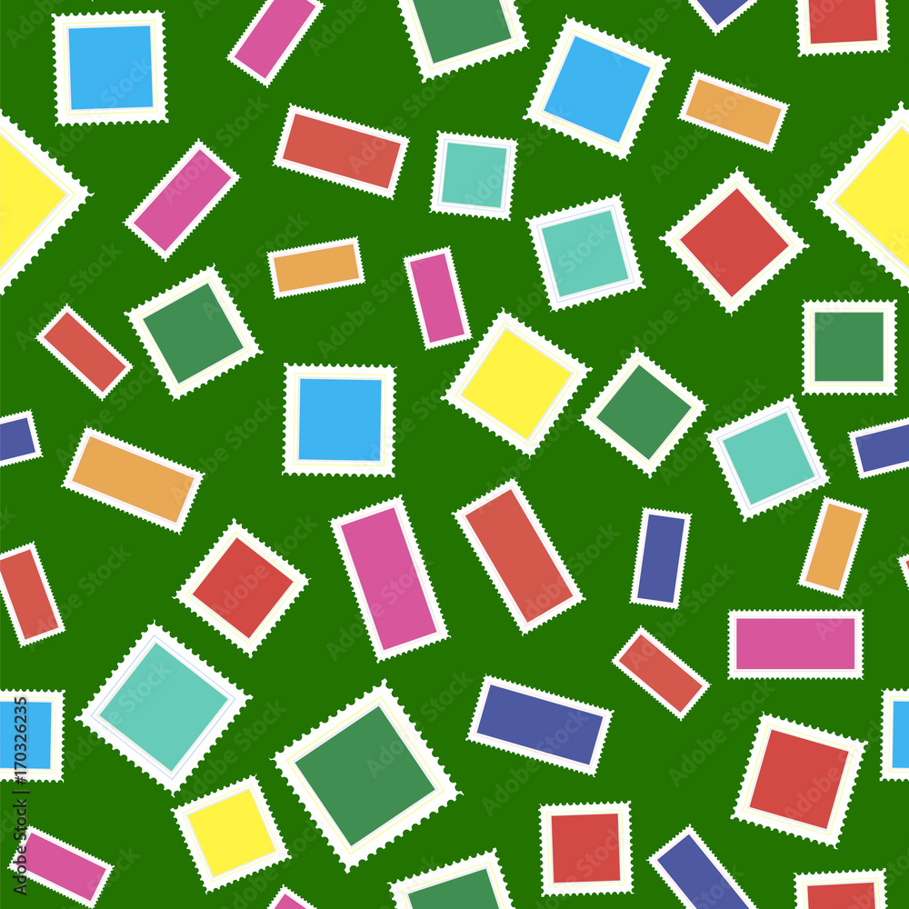 Set of Colored Postal Stamps Seamless Pattern Set of Colored Postal Stamps Seamless Pattern