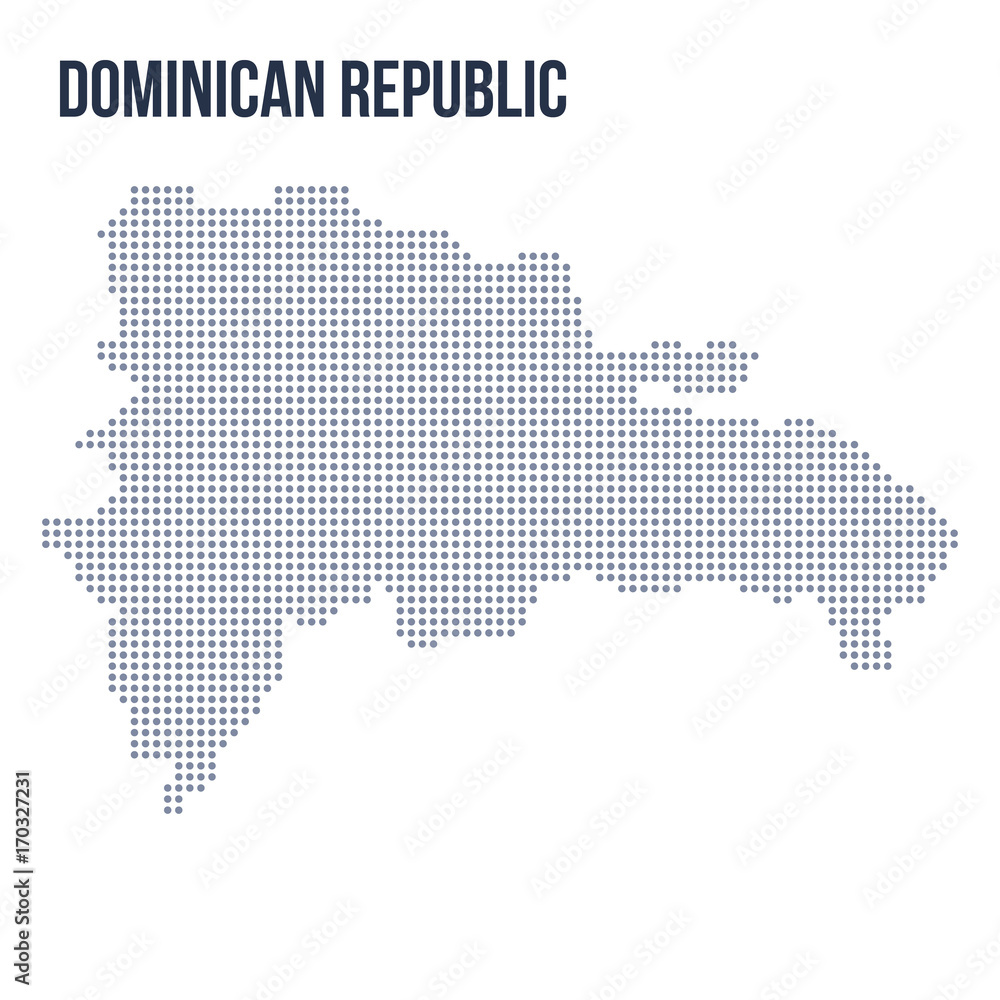 Vector dotted map of Dominican Republic isolated on white background .