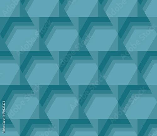 Geometry hexagon motif. marine blue color abstract concept design. vector seamless pattern for fabric, wrapping paper, print and web surface design