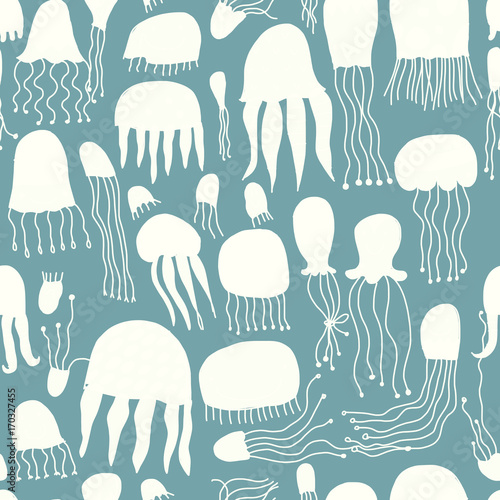 Funny jellyfishes, seamless pattern for your design