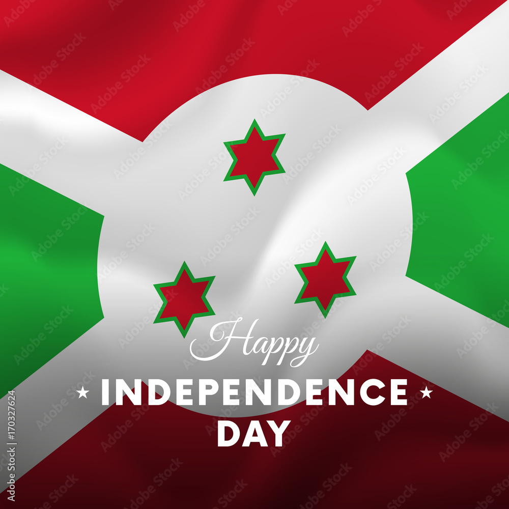 Banner or poster of Burundi independence day celebration. Waving flag. Vector illustration. Banner or poster of Burundi independence day celebration. Waving flag. Vector illustration.