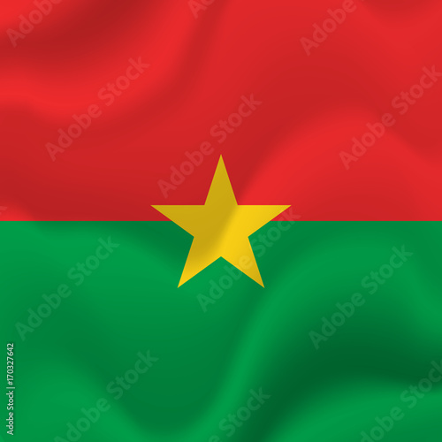 Burkina Faso waving flag. Vector illustration.