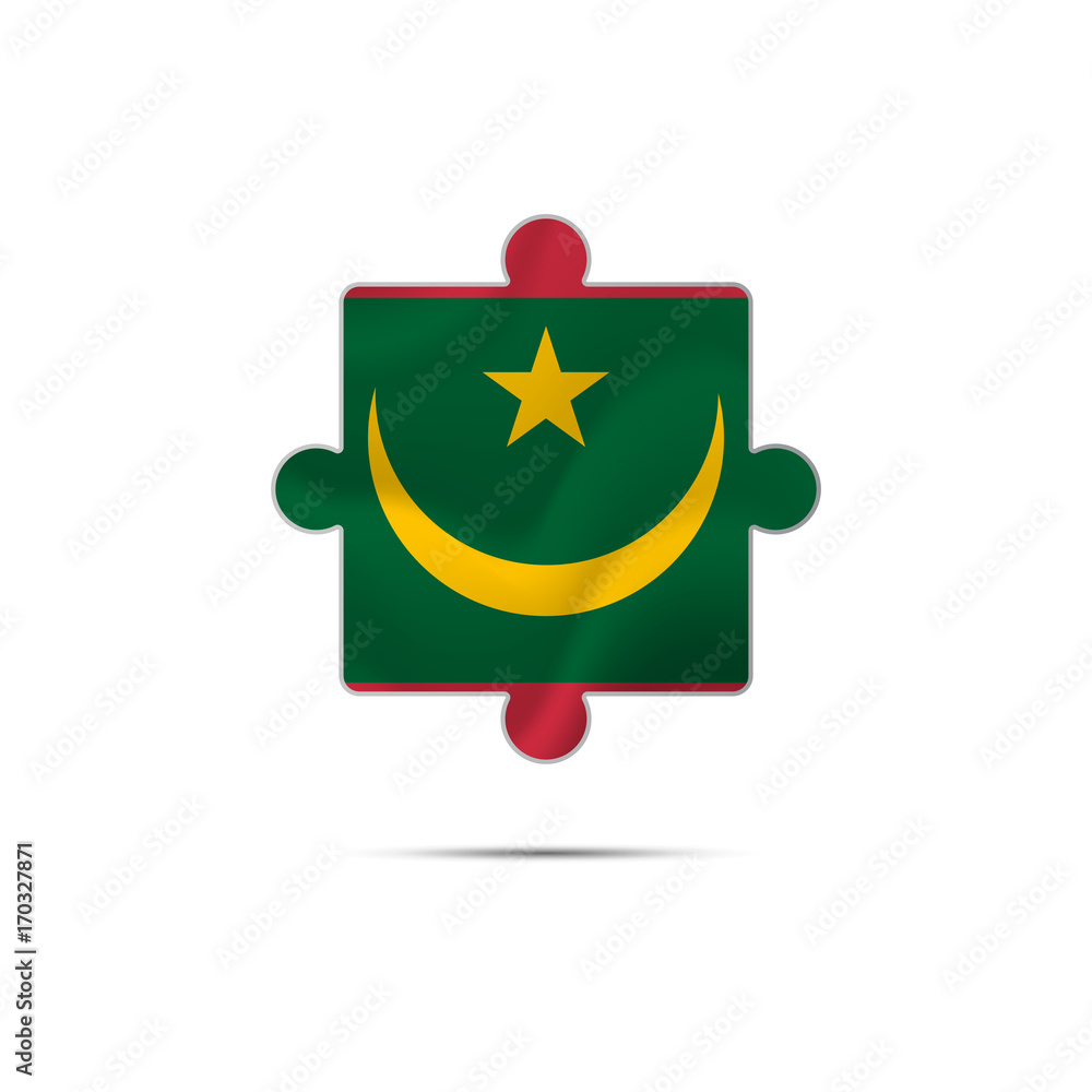 Naklejka premium Isolated piece of puzzle with the Mauritania flag. Vector illustration.