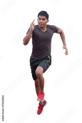 Young runners are jogging Isolated and clipping path