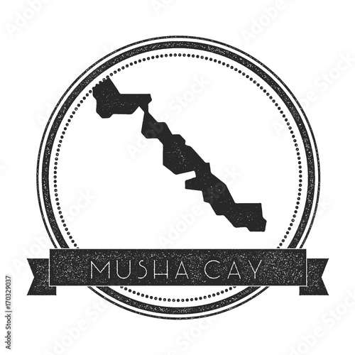 Musha Cay map stamp. Retro distressed insignia. Hipster round badge with text banner. Island vector illustration. photo