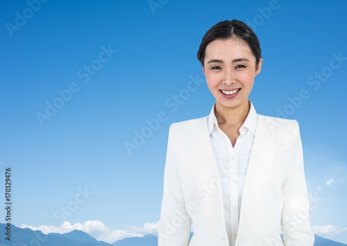 Businesswoman in nature mountain sky © vectorfusionart