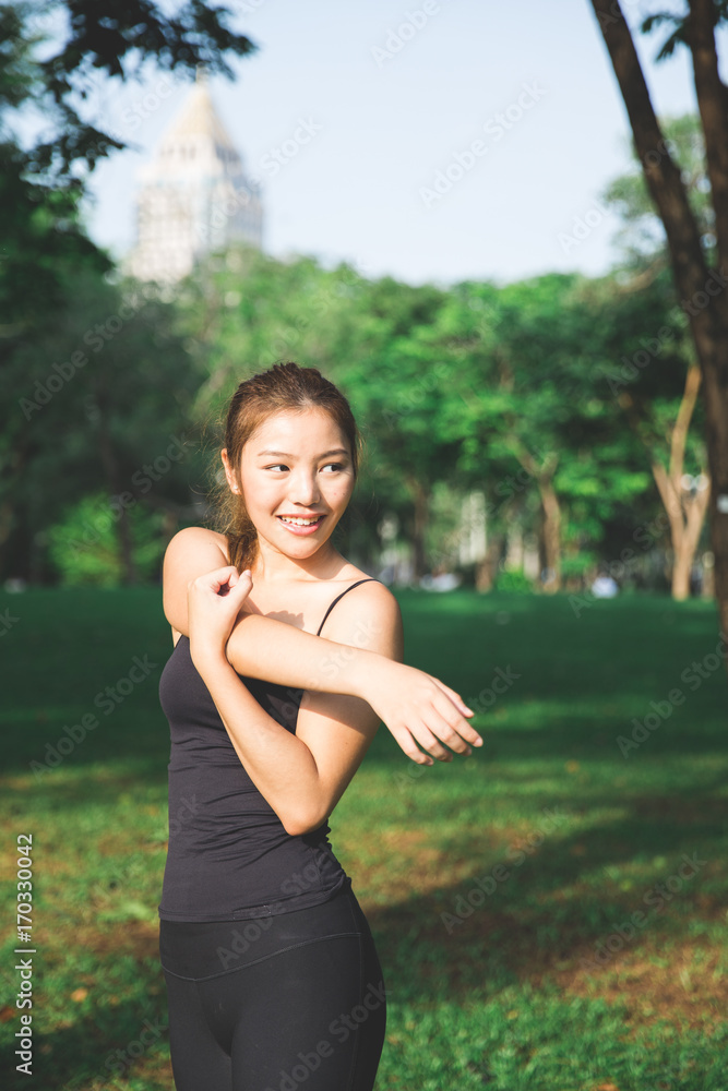 Young asian lady exercise outdoor Young asian lady exercise outdoor