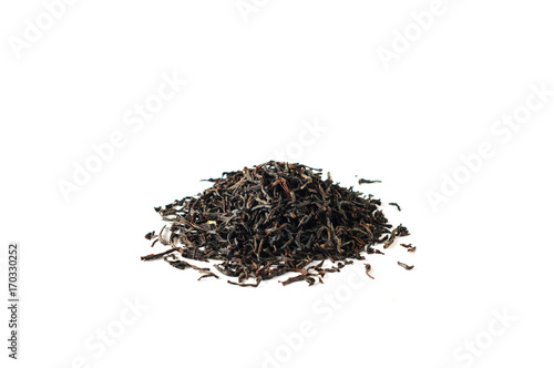 Dry black tea isolated on white