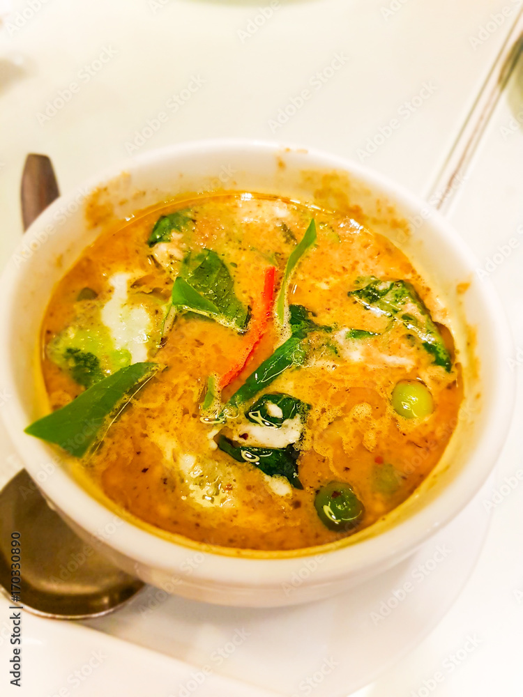 Herb and spicy food, chicken curry and vegetable Herb and spicy food, chicken curry and vegetable