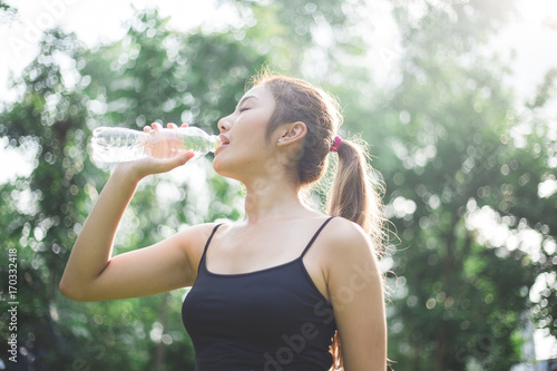 Young asian lady exercise outdoor
