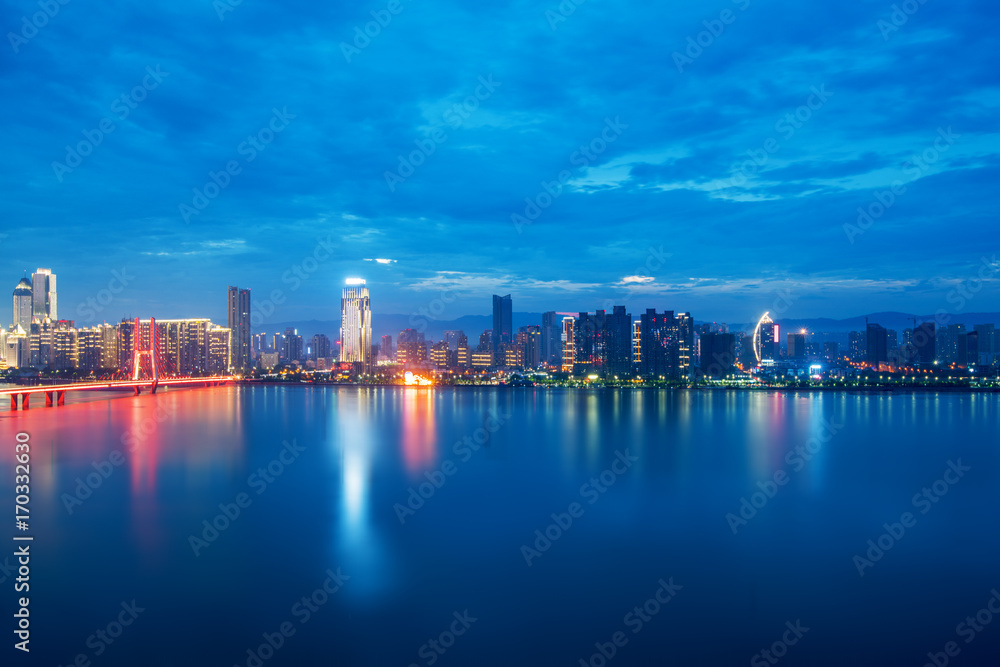 Urban Landscape, aerial China Nanchang skyscrapers.