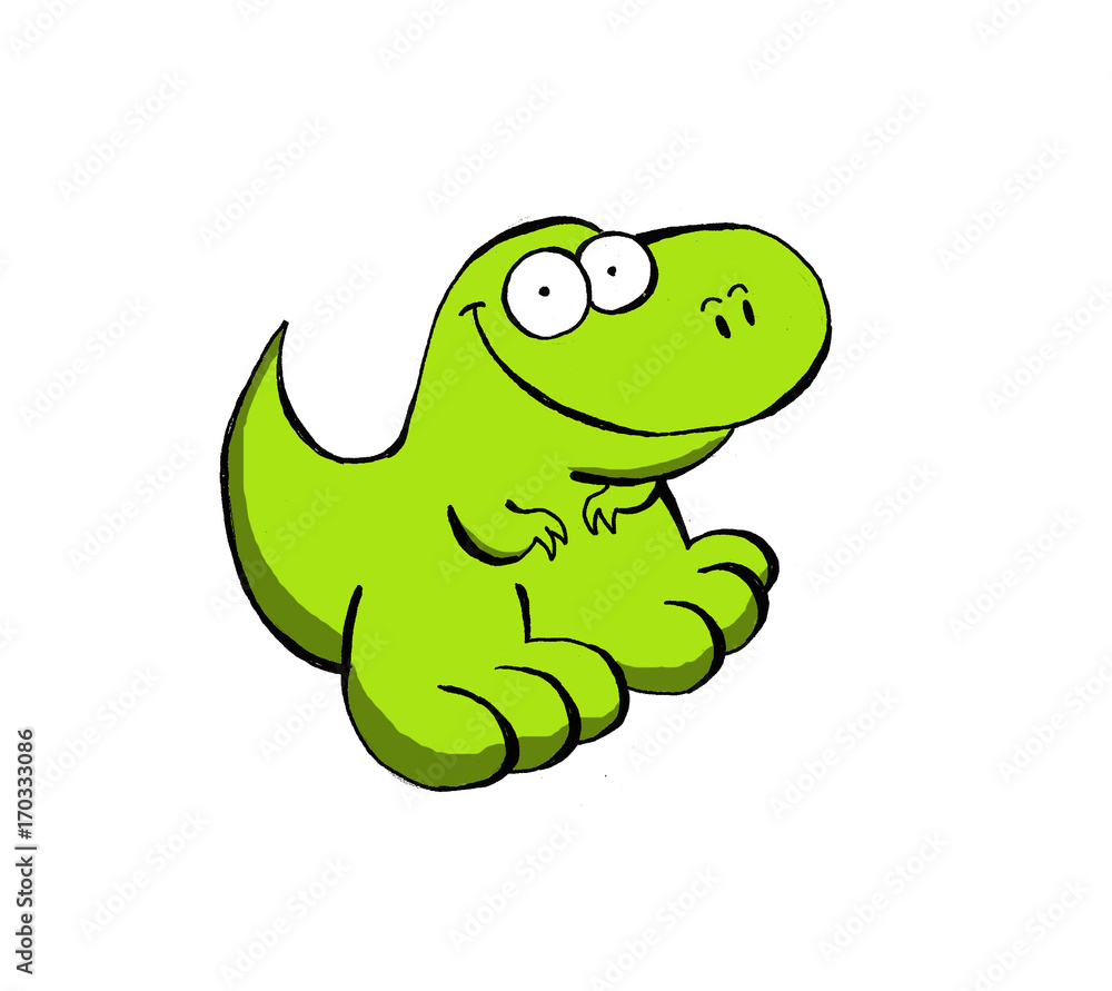 Obraz premium Illustration of a small and friendly green dinosaur