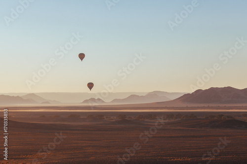 Hot air balloon over Namibia desert
