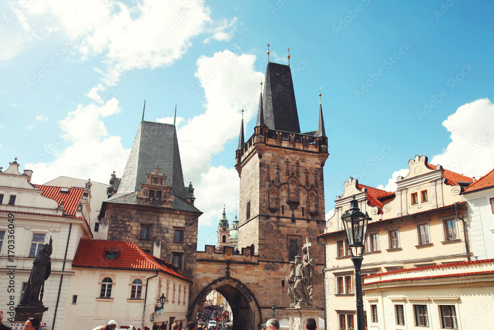Tower of the Charles bridge in Prague, Czech republic