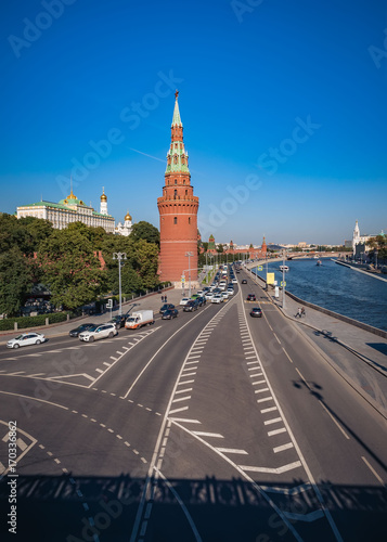 View on Kremlin and river Moscow from the Big Moskvoretsky bridge