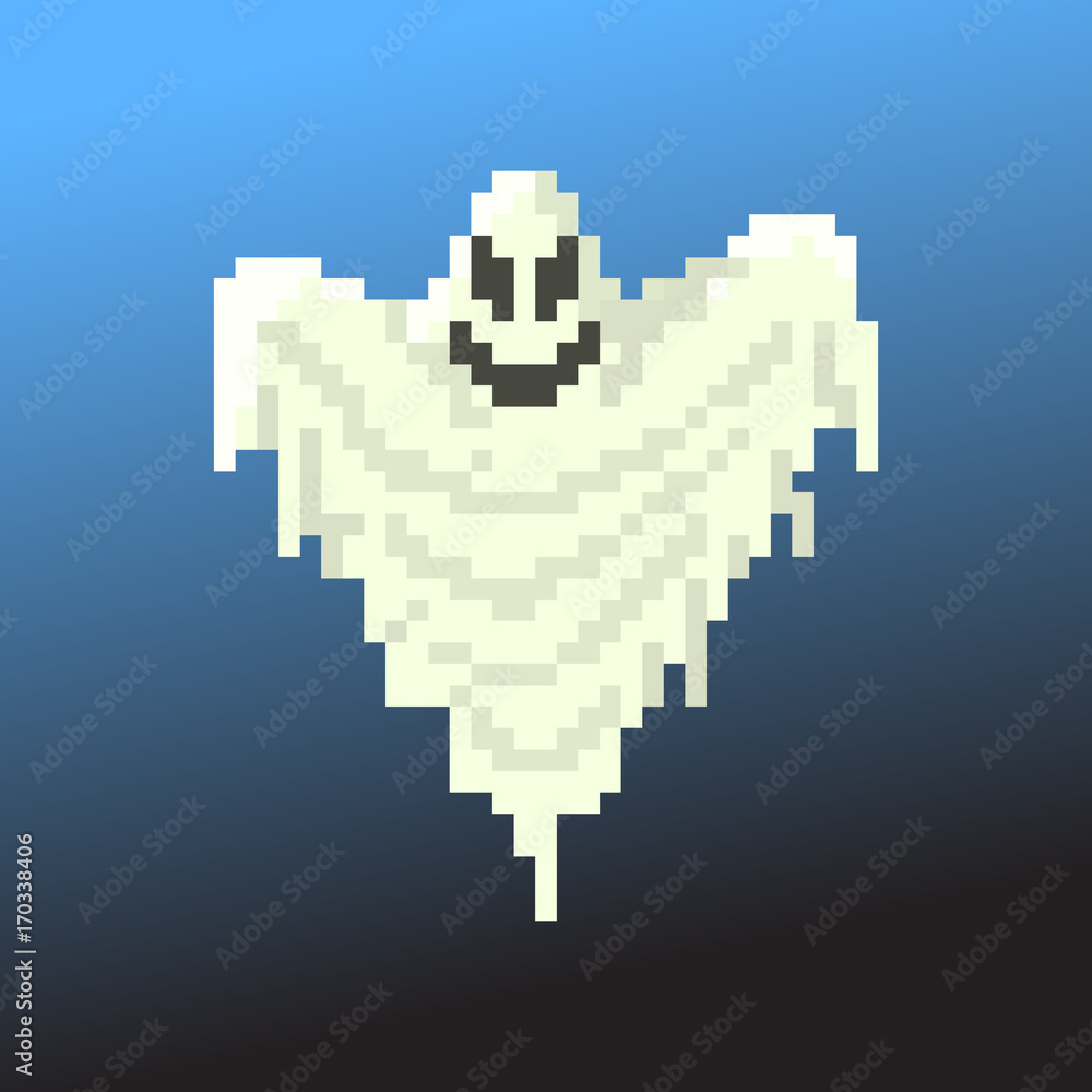 Fototapeta premium Pixel character ghost for games and applications