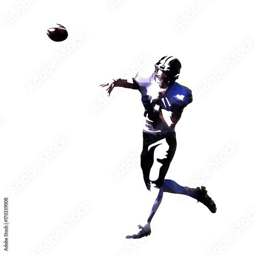 American football player throwing ball, abstract geometric vector silhouette