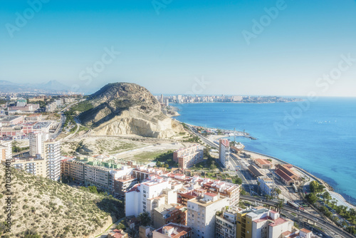 Panoramic view of Serra Grossa and San Julian Mountain in Alicante, provence Valencia, Spain