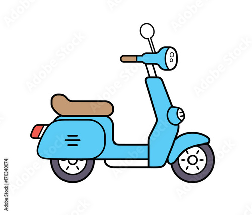 Blue scooter vector isolated.