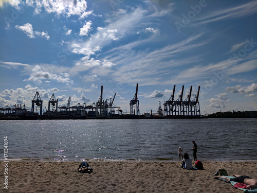 Beach facing docks photo