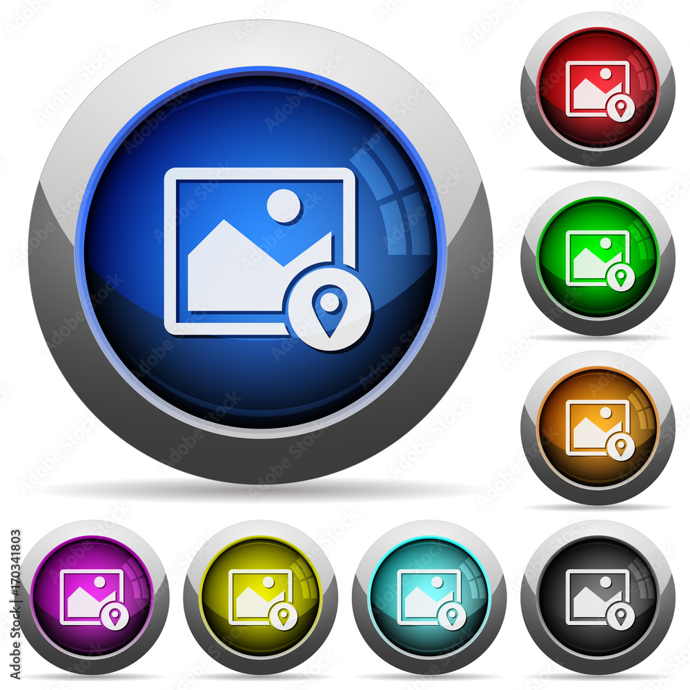 Image landmark GPS map location round glossy buttons Image landmark GPS map location round glossy buttons