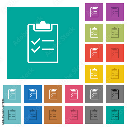 Checklist square flat multi colored icons
