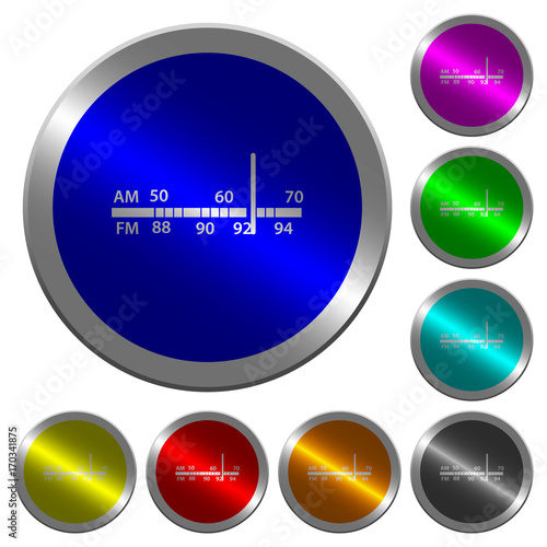 Radio tuner luminous coin-like round color buttons