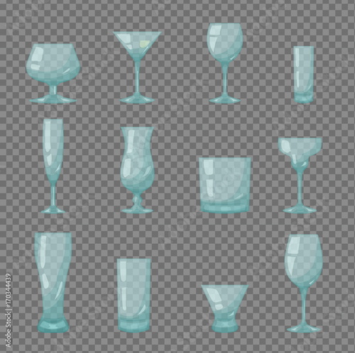 Clear transparent bar glasses