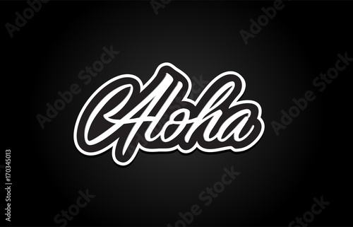 aloha word text banner postcard logo icon design creative concept idea
