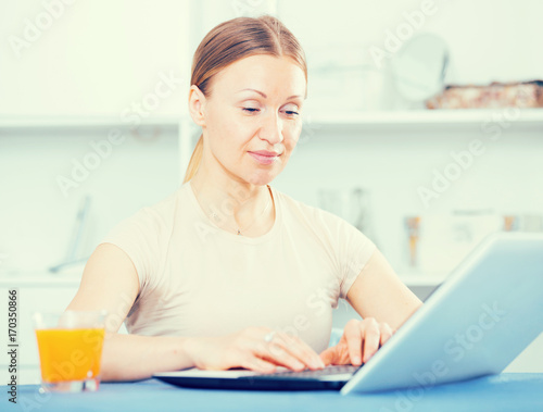 Woman working on laptop