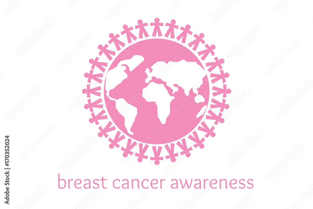 World map and breast cancer awareness concept