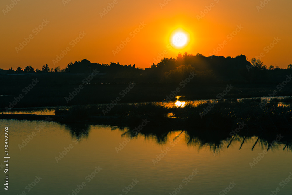 Sunrise on the Camargue ponds