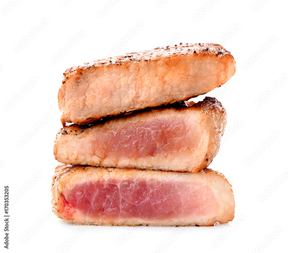 Different degrees of meat doneness on white background Different degrees of meat doneness on white background