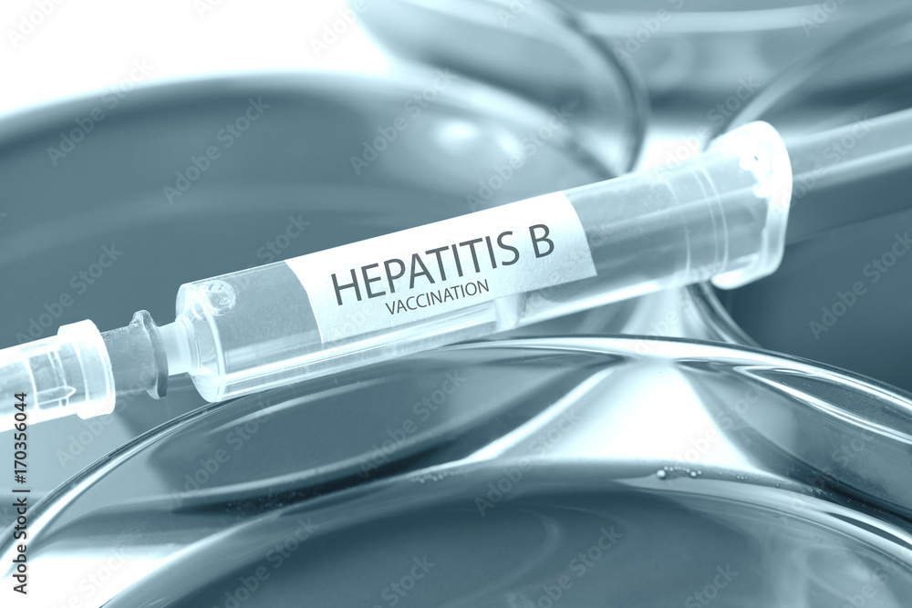 hepatitis b vaccination blue colored theme - obrazy, fototapety, plakaty 