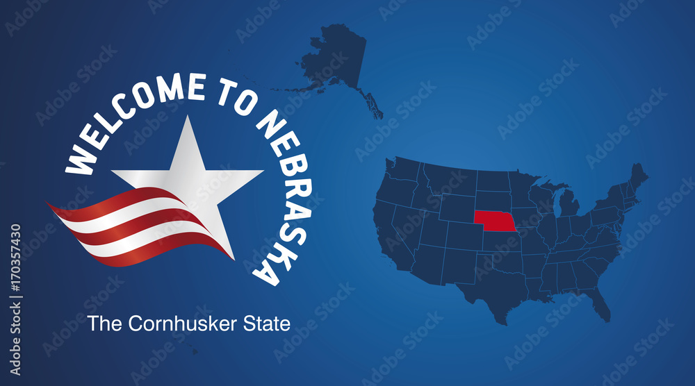 Welcome To Nebraska USA Map Banner Logo Icon Stock Vector | Adobe Stock