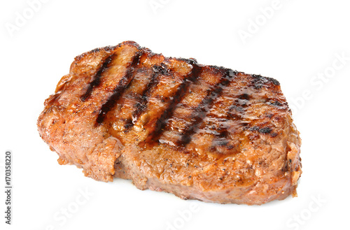 Tasty steak on white background